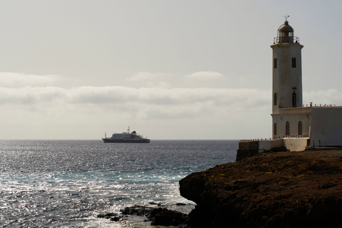 The MV Hondius cruise ship at anchor in Praia, Cape Verde, today, Monday, May 4. Picture: Arilson Almeida/AP