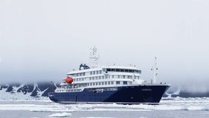 <p>The MV Hondius is currently at anchor off Cape Verde while health officials try to contain the deadly outbreak of hantavirus which has already claimed three lives on the cruise ship. Picture: Oceanwide Expeditions</p>