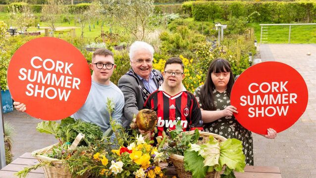 <p>Gerard Murphy, president of the Munster Agricultural Society, centre, with Daniel Desmond, Hayleigh Naughton, and Damien O'Callaghan, at the launch of this year’s Cork Summer Show. Picture: Michael O'Sullivan</p>