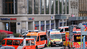 Emergency services at the scene in Leipzig, Germany (Jan Woitas/dpa via AP)