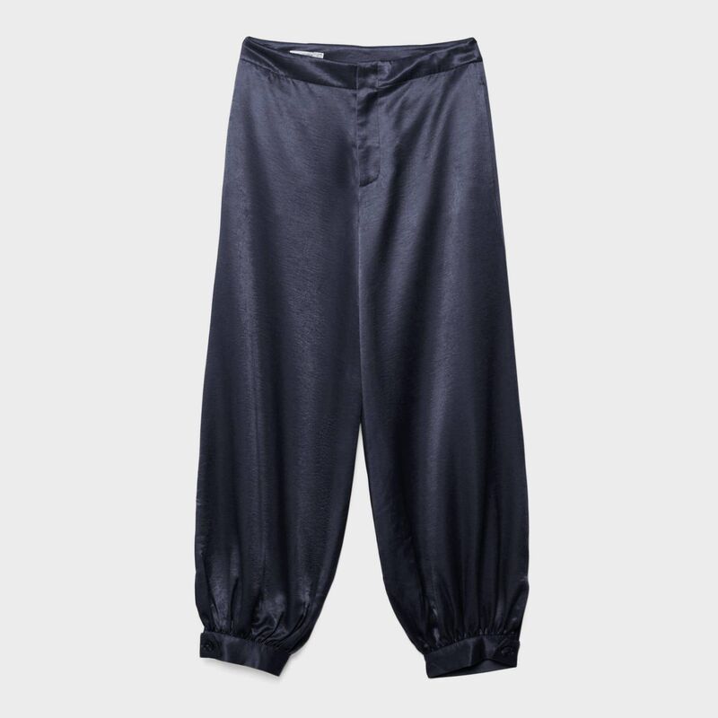 Navy Satin Balloon Trousers, €35.99, Stradivarius