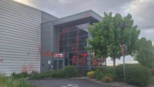 <p>Palestine Action Éire claimed it had broken windows and daubed red paint on the Little Island premises of Danish transport and logistics firm DSV. Picture: Reddit</p>
