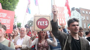 <p>Students have protested about the amount of fees being paid in recent years, with a cut in last year's budget by €500 was seen as not nearly going far enough. Picture: Stephen Collins/Collins Photos</p>