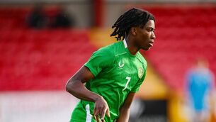 <p>NATURAL GOALSCORER: Jaden Umeh during the UEFA U17 European Championships. Pic: Ramsey Cardy/Sportsfile.</p>