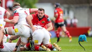 <p>Munster captain Tadhg Beirne was among those to suffer an injury during his side's URC victory over Ulster. Pic; ©INPHO/Nick Elliott</p>