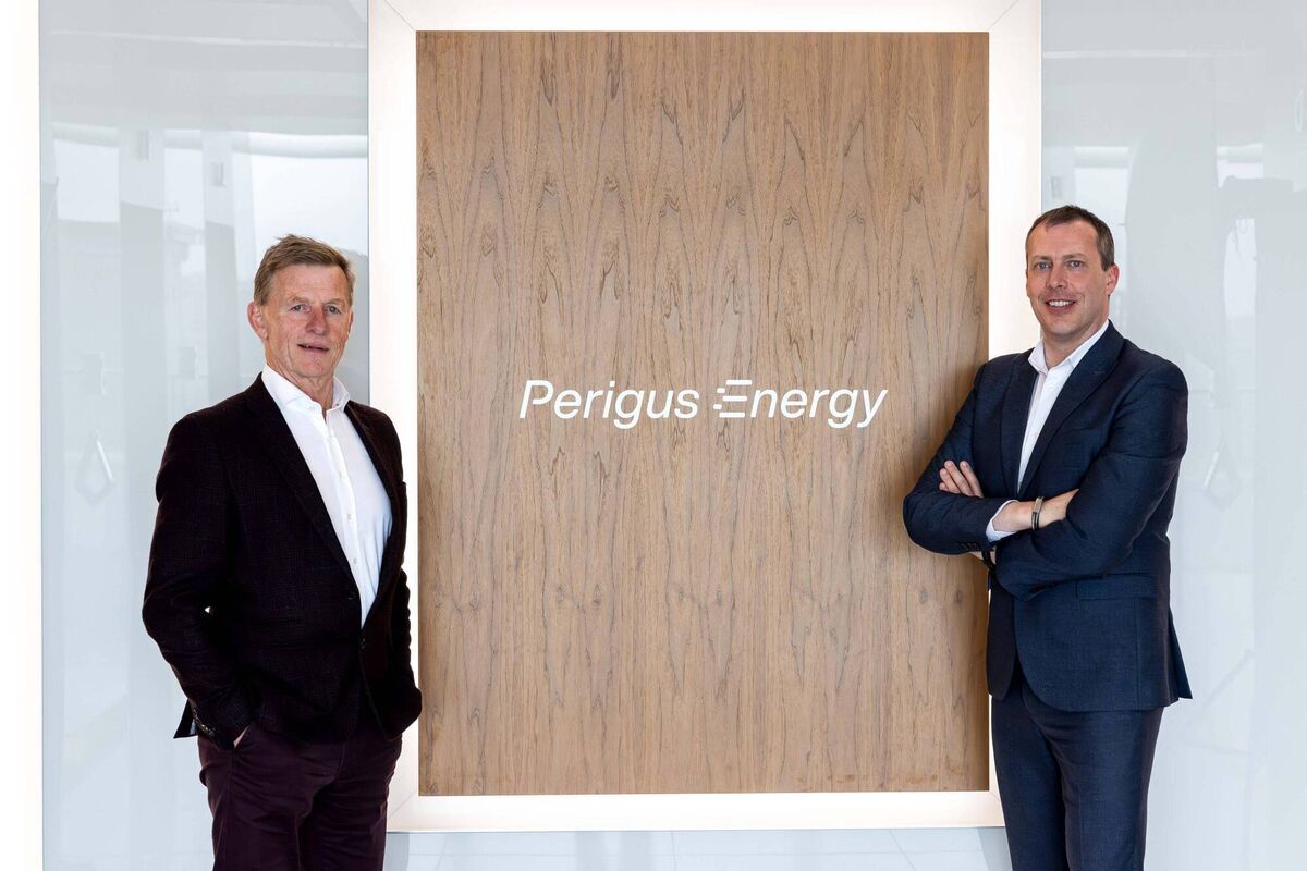 Kieran White, CEO of Perigus Energy, and TJ Hunter, managing director, Ireland and the UK, at Perigus Energy, at Perigus Energy's headquarters in Cork. Perigus Energy has launched in the European market, with Cork as its European headquarters. 