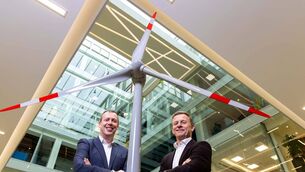 <p>TJ Hunter, managing director, Ireland and the UK, at Perigus Energy, and Kieran White, CEO  of Perigus Energy, at Perigus Energy's headquarters in Cork. Perigus Energy already has a strong presence in Ireland through its existing portfolio of 373MW of operational onshore wind farms and 179MW of projects currently under construction across the island of Ireland. Picture: Michael O'Sullivan / OSM PHOTO</p>
