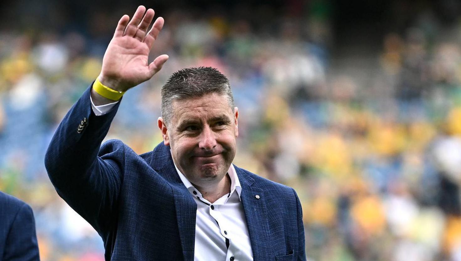 Darragh Ó Sé honoured before the 2025 All-Ireland SFC final as a member of the 2000 All-Ireland winning Kerry football jubilee team. Photo by Seb Daly/Sportsfile 