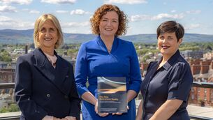 <p> Mary O’Dea, CEO of IOB, LIA, Emer Kirk, CEO of Financial Planning Standards Board Ireland (FPSB Ireland and Joanne Keane, Chief Executive of LIA.</p>