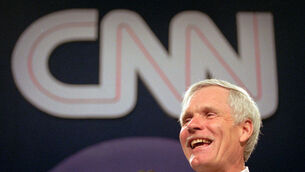 Ted Turner speaks during the CNN World Report Contributors banquet in Atlanta in 1995 (John Bazemore/AP)