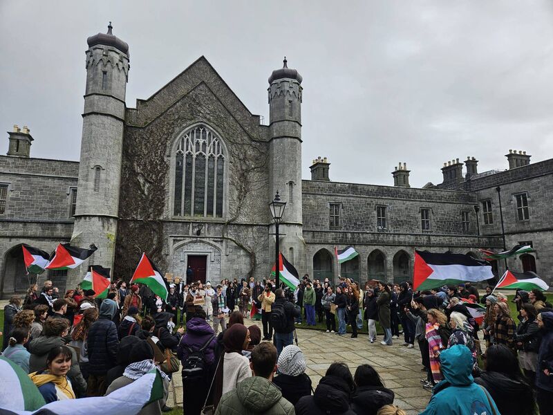 A protest at the University of Galway in February last year against the university's research project in collaboration with the Israeli institute, Technion. 