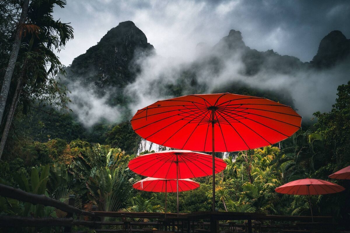 Mist floats over the mountains behind Elephant Hills Resort in Khao Sok National Park. Mist floats over the mountains behind Elephant Hills Resort in Khao Sok National Park.