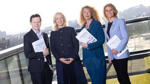 <p>Adam Harris, CEO of autism charity AsIAm, Ciara Foxton, MD of Circle K Ireland, Jeanne McDonagh, CEO of the ODI, and Mary Buckley, executive director of IDA Ireland, at the Open Doors Initiative’s Leaders Summit launching the ODI and EY report 'From Awareness to Action: Ireland’s Business and Policy Roadmap to Closing the Disability Employment Gap'. Photo: Kenneth O'Halloran</p>
