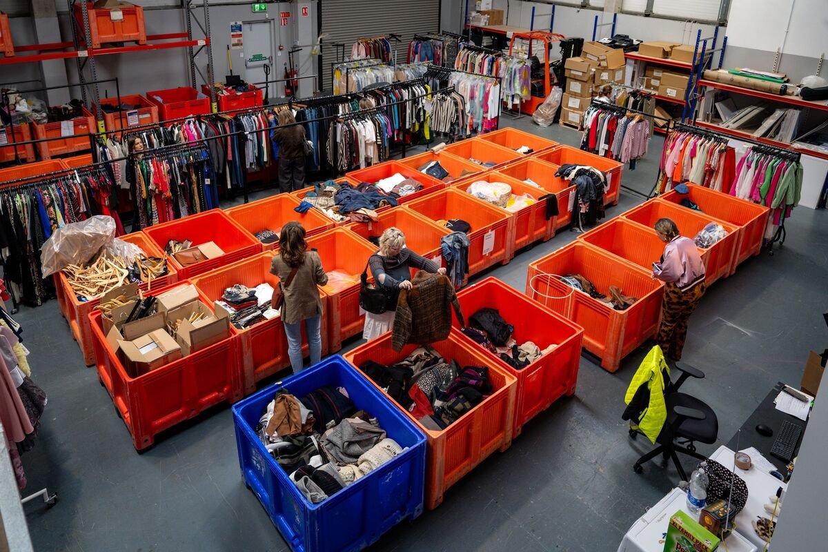 The sorting facilities in Vision Ireland’s Naas warehouse, where a team of five carefully clean and label each item The sorting facilities in Vision Ireland’s Naas warehouse, where a team of five carefully clean and label each item