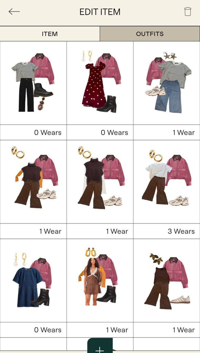 Nicole paired the pink corduroy jacket with multiple outfits on Indyx before deciding to purchase it