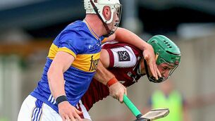 <p>Galway's Brian Concannon with Tipperary's Eoghan Connolly in last year's All-Ireland SHC quarter-final. Pic: ©INPHO/Tom O’Hanlon</p>