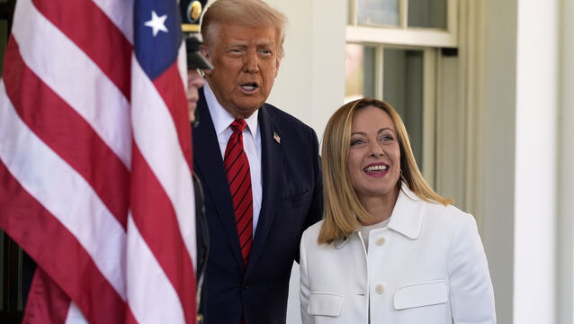 <p>President Donald Trump greets Italy’s Prime Minister Giorgia Meloni at the White House. Picture: Alex Brandon/AP</p>