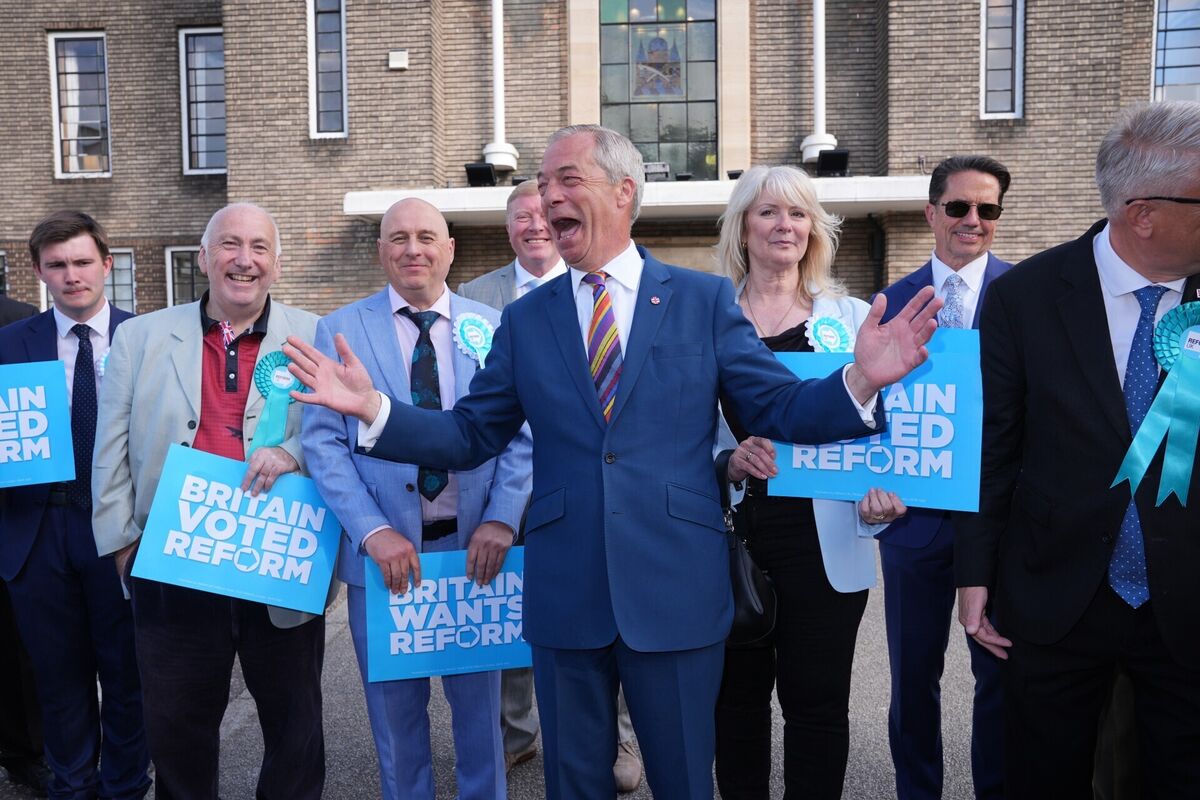 Reform UK leader Nigel Farage during a visit to Havering Town Hall in Romford, following the 2026 local election results. Picture: Yui Mok/PA Wire Reform UK leader Nigel Farage during a visit to Havering Town Hall in Romford, following the 2026 local election results. Picture: Yui Mok/PA Wire