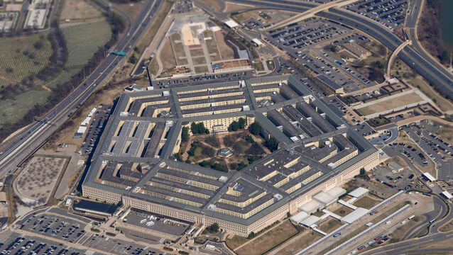The Pentagon is seen from Air Force One as it flies over Washington (Patrick Semansky/AP)