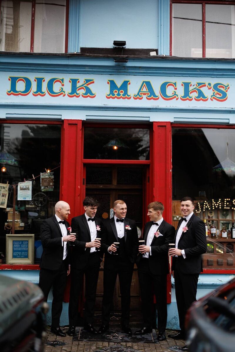 Adrian Enright with his groomsmen Dara Noonan, Colm McSweeney, Dean Enright, and Padraig Enright. Adrian Enright with his groomsmen Dara Noonan, Colm McSweeney, Dean Enright, and Padraig Enright.