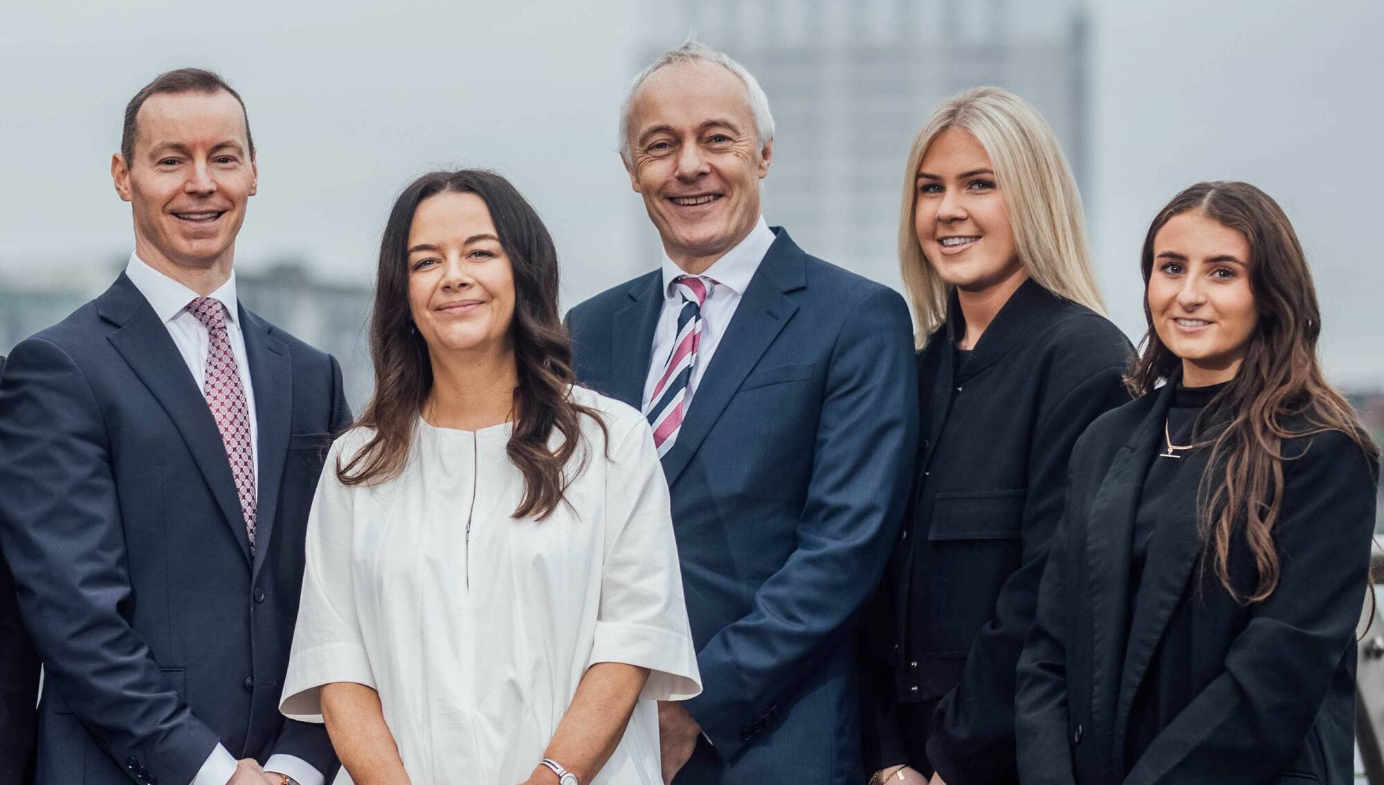 HOMS Assist partners Sean Fitzgerald, Claire Tuohy, Robert Burke, pictured with newly appointed solicitors Sorcha Nagle and Isabel Shier. 