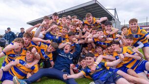 <p>Roscommon celebrate their dramatic ConnachtMFC success in Tua. Pic: Tom O’Hanlon/Inpho</p>