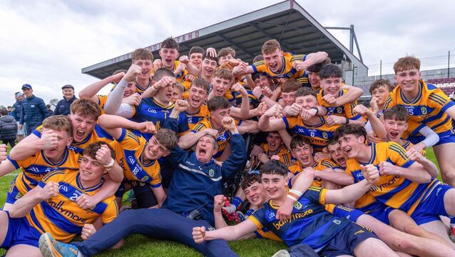 <p>Roscommon celebrate their dramatic ConnachtMFC success in Tua. Pic: Tom O’Hanlon/Inpho</p>