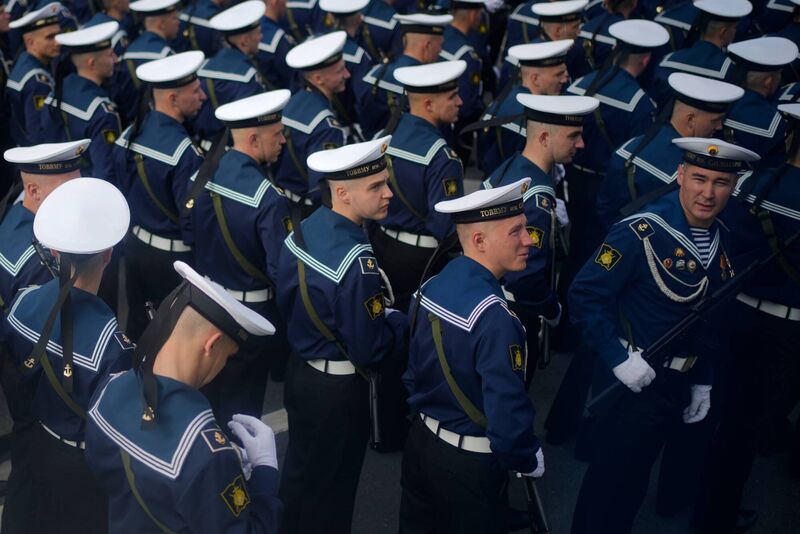 Russian servicemen stand in a formation before the Victory Day military parade in Moscow, Saturday, May 9, 2026, during celebrations of the 81st anniversary of the Soviet Union's victory over Nazi Germany during the World War II. (AP Photo/Pavel Bednyakov, Pool) Russian servicemen stand in a formation before the Victory Day military parade in Moscow, Saturday, May 9, 2026, during celebrations of the 81st anniversary of the Soviet Union's victory over Nazi Germany during the World War II. (AP Photo/Pavel Bednyakov, Pool)