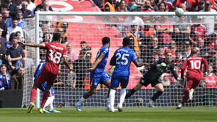 <p>Ryan Gravenberch opened the scoring for Liverpool. Pic: Peter Byrne/PA</p>