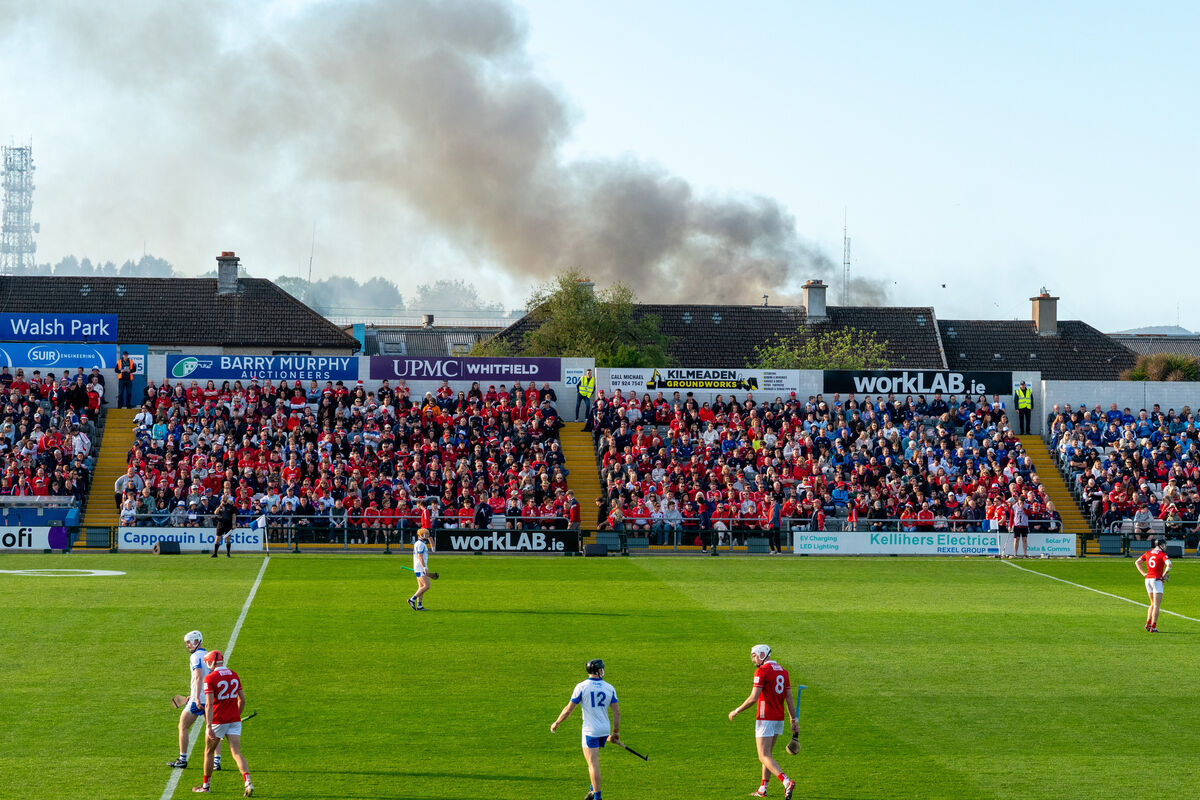 The fire near Walsh Park During Cork v Waterford game. Picture: Noel Sweeney. The fire near Walsh Park During Cork v Waterford game. Picture: Noel Sweeney.