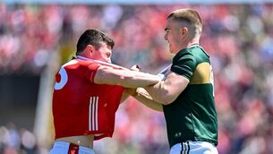 <p>Mark Cronin of Cork tussles with Dylan Casey of Kerry. Pic: Paul Phelan/Sportsfile</p> <p>Mark Cronin of Cork tussles with Dylan Casey of Kerry. Pic: Paul Phelan/Sportsfile</p>