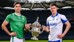 <p>Liam Gallagher of London, left, and Conor Murray of Waterford pictured at the launch of the Tailteann Cup at Croke Park in Dublin. Photo by Shauna Clinton/Sportsfile</p> <p>Liam Gallagher of London, left, and Conor Murray of Waterford pictured at the launch of the Tailteann Cup at Croke Park in Dublin. Photo by Shauna Clinton/Sportsfile</p>