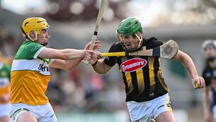 <p>CLOSE QUARTERS: Eoin Cody of Kilkenny in action against Patrick Taaffe of Offaly during the Leinster GAA Senior Hurling Championship Round 3 match between Offaly and Kilkenny at Glenisk O'Connor Park in Tullamore, Offaly. Photo by Seb Daly/Sportsfile</p>