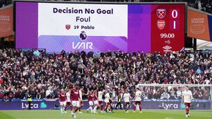 <p>The big screen showing a VAR decision to disallow West Ham United's Callum Wilson goal during the Premier League match at London Stadium. Pic: John Walton/PA Wire. </p> <p>The big screen showing a VAR decision to disallow West Ham United's Callum Wilson goal during the Premier League match at London Stadium. Pic: John Walton/PA Wire. </p>