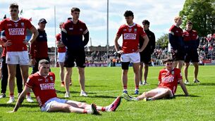 <p>DOWN AGAIN: Cork players react after the Munster GAA Football Senior Championship final match between Kerry and Cork at Fitzgerald Stadium in Killarney, Kerry. Photo by Paul Phelan/Sportsfile</p>