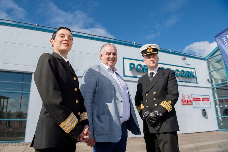 Hibernia Line's head of onboarding Helen Rogers, CEO Aidan Coffey, and captain Paul Roche at last week's announcement of the new ferry route between Cork and France which is scheduled to begin in June. Daragh McSweeney/Provision Hibernia Line's head of onboarding Helen Rogers, CEO Aidan Coffey, and captain Paul Roche at last week's announcement of the new ferry route between Cork and France which is scheduled to begin in June. Daragh McSweeney/Provision