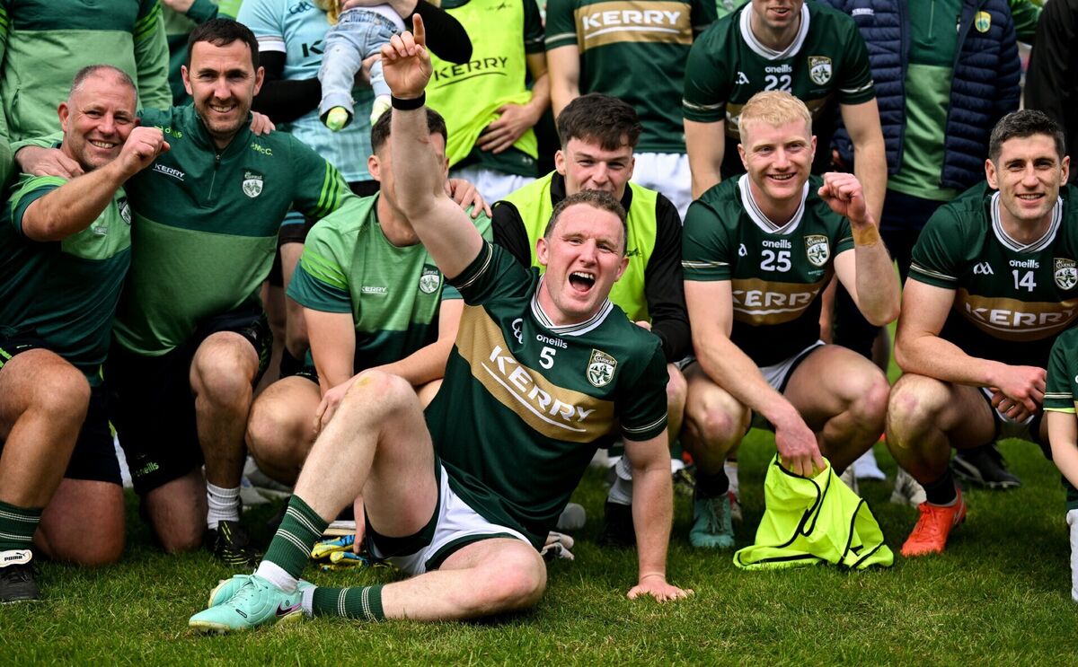 SAVOUR IT: Tadhg Morley of Kerry and teammates celebrate after the Munster GAA Football Senior Championship final match between Kerry and Cork at Fitzgerald Stadium in Killarney, Kerry. Photo by Brendan Moran/Sportsfile