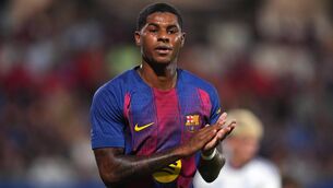 <p>GLORY DAYS: Marcus Rashford scored as FC Barcelona sealed the Spanish title. Pic: Alex Caparros/Getty Images)</p>