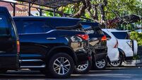 iStock-1553529329.jpg Parked Cars Are Neatly Lined Up In The Parking Area Of A Hospital