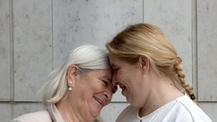 <p>Frances McGregor, right, talks to the media with the support of her mother Kathleen outside the Criminal Courts of Justice on Monday. Picture: Collins Courts</p>