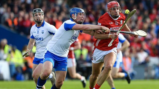 <p>Waterford's Paddy Leavy tries to dispossess Cork's Brian Hayes during their Munster Senior Hurling Championship clash at Azzurri Walsh Park.</p>