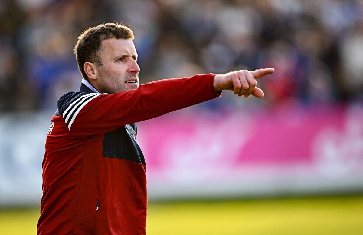 Cork manager Ben O'Connor issues an order. Pic: Seb Daly/Sportsfile.