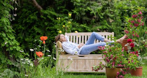 Gardening - Woman enjoy relaxing in the garden