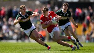 <p>Twelve months ago, Mark O'Shea was on the periphery of the Kerry team. Now he's an All-Ireland winner and a prominent member of the Kingdom's midfield crew. Pic: Brendan Moran/Sportsfile</p>