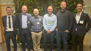 <p>Donal Gernon, Teagasc mushroom adviser; Alan Edwards, Mushroom Machine; Stefan Glibetic, Myconics; Rick Deryx, GTL/Limbraco; Sean O’Connor, 4AG; and Jan-Emiel Tack, TLT Automation at the mushroom innovation day.</p> <p>Donal Gernon, Teagasc mushroom adviser; Alan Edwards, Mushroom Machine; Stefan Glibetic, Myconics; Rick Deryx, GTL/Limbraco; Sean O’Connor, 4AG; and Jan-Emiel Tack, TLT Automation at the mushroom innovation day.</p>