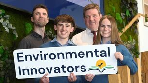 <p>From left: BiOrbic education coordinator Conor Haugh, Agri Aware chairman Shay Galvin, with Environmental Innovators 2026 champions Conán Mulvihill and Katelyn Dempsey.</p> <p>From left: BiOrbic education coordinator Conor Haugh, Agri Aware chairman Shay Galvin, with Environmental Innovators 2026 champions Conán Mulvihill and Katelyn Dempsey.</p>