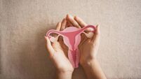 woman holding uterus, female reproductive system , woman health, PCOS, gynecologic and cervix cancer concept