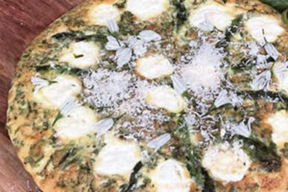 Asparagus, Wild Garlic, Rocket and Broad Bean Tops Frittata