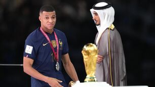 <p>France's Kylian Mbappe looks at the FIFA World Cup. Pic: Martin Rickett/PA Wire.</p> <p>France's Kylian Mbappe looks at the FIFA World Cup. Pic: Martin Rickett/PA Wire.</p>