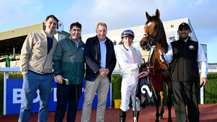 <p>Kizlyar and Dylan Browne McMonagle win for trainer Joseph O'Brien. Pic: Healy Racing</p> <p>Kizlyar and Dylan Browne McMonagle win for trainer Joseph O'Brien. Pic: Healy Racing</p>
